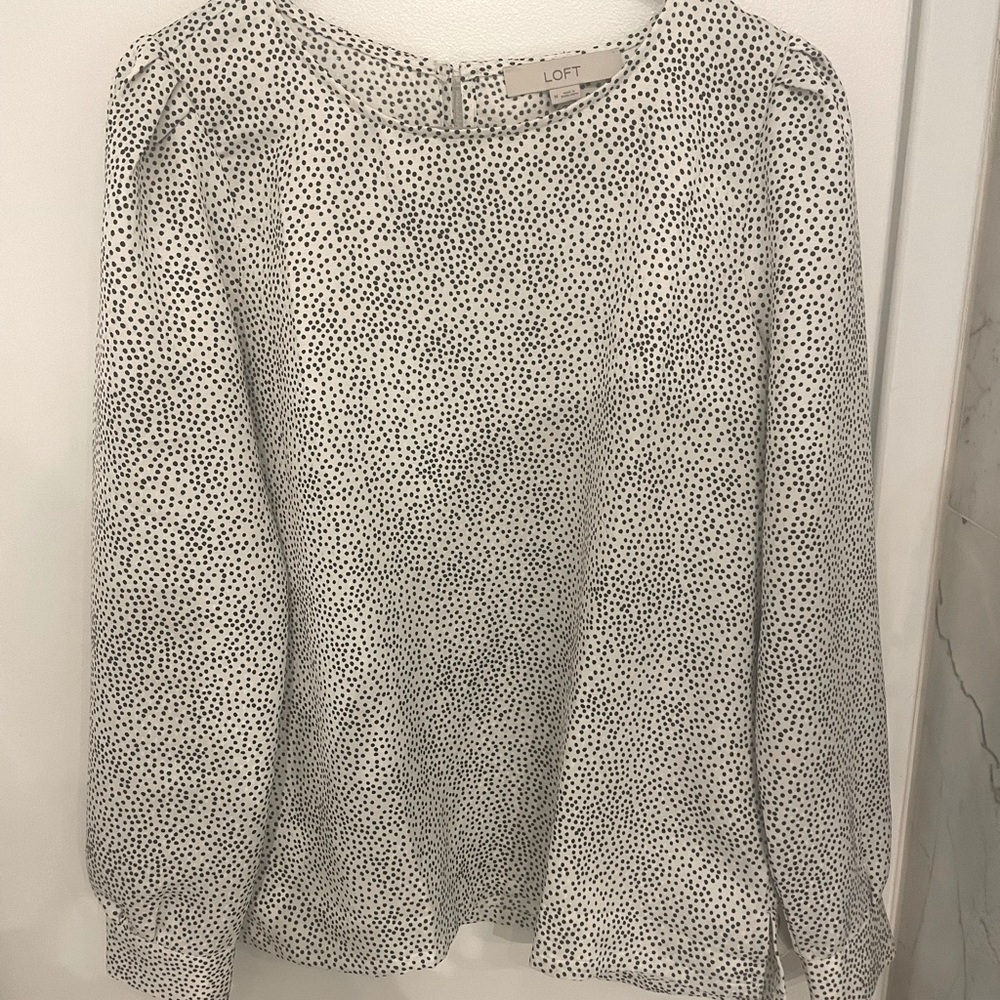 White and black Loft Blouse - Medium